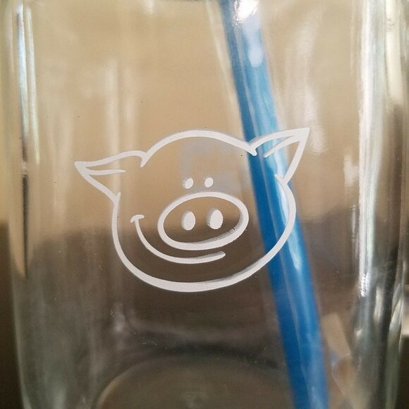 Glass Mason Jars Mug Pig Logo Set of 2 - Picture 8 of 12